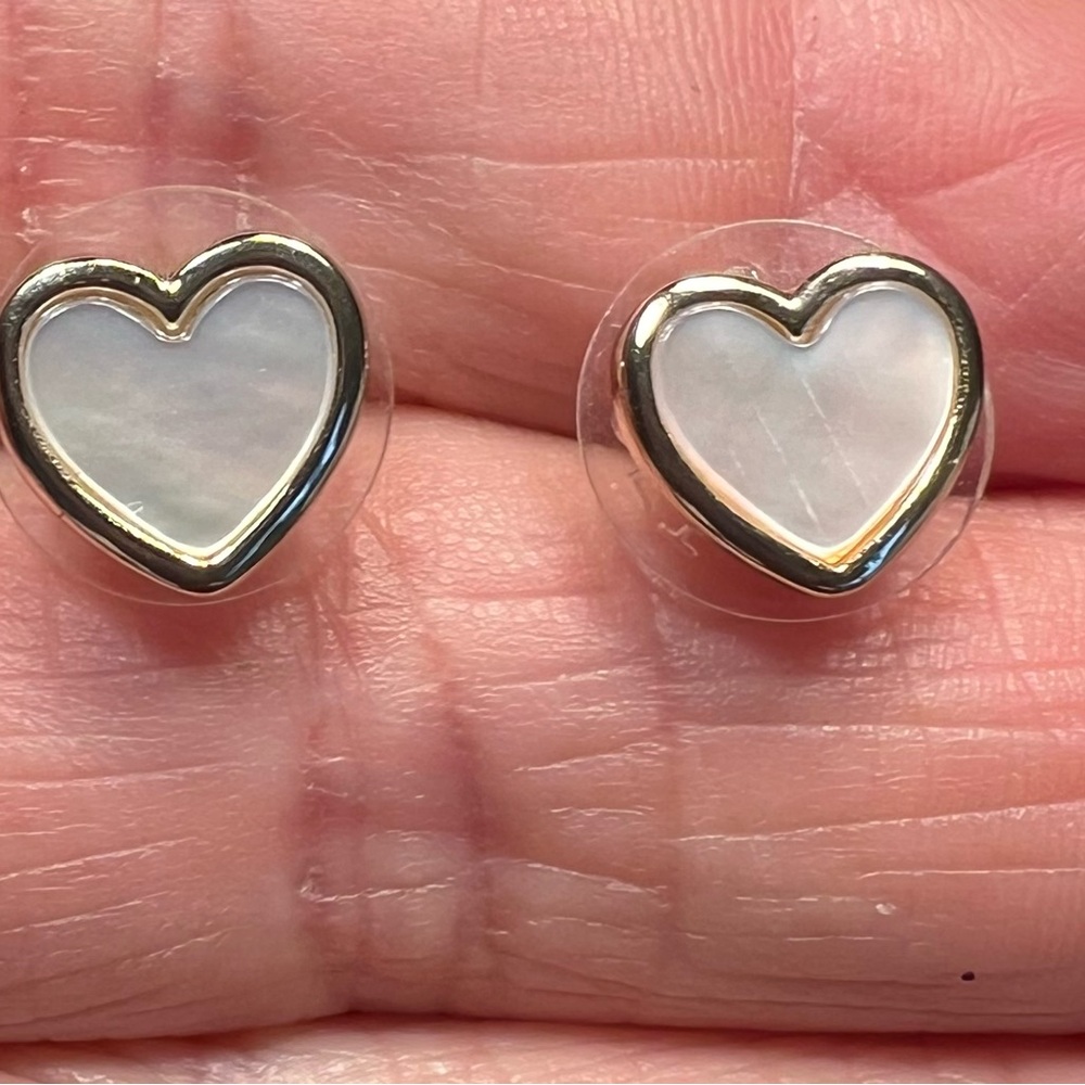 Loft Dainty Demure Gold Toned Mother Of Pearl Stud Earrings Valentine's Day